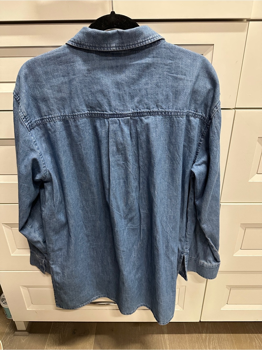 DKNY Light Blue Denim Shirt with Black Pocket Accents - Picture 3 of 4